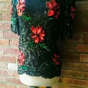 Vintage 80' Christmas sequins sparkly disco top